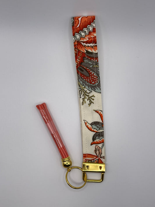 Floral Wristlet - Orange Tassel