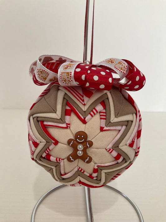 Gingerbread Quilt-look Ball Ornament
