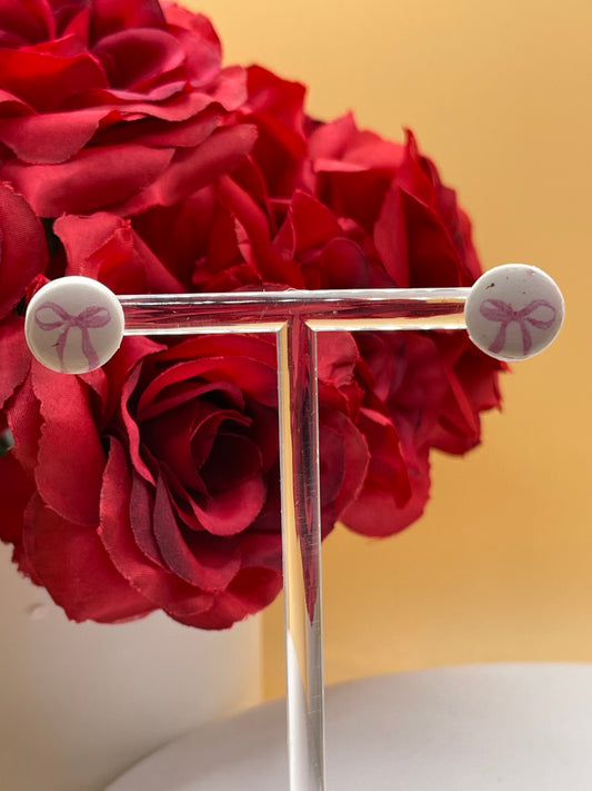 Coquette Pink Bow Stud Earrings