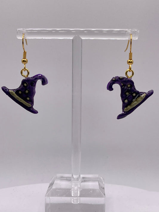Purple Witch Hat Earrings