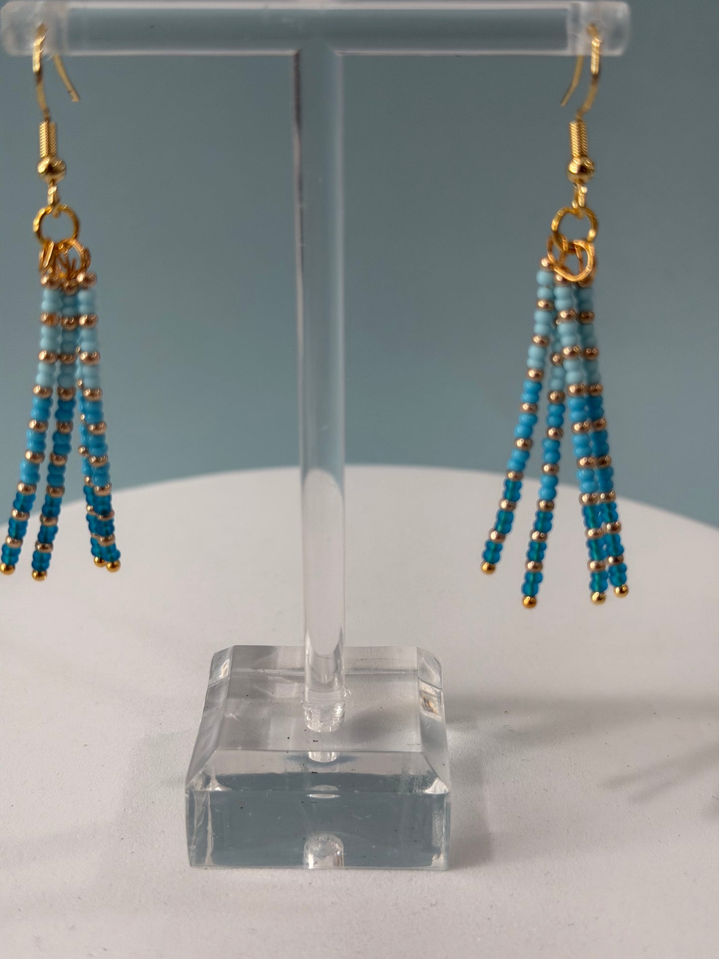 Blue Gradient Beaded Dangle Earrings