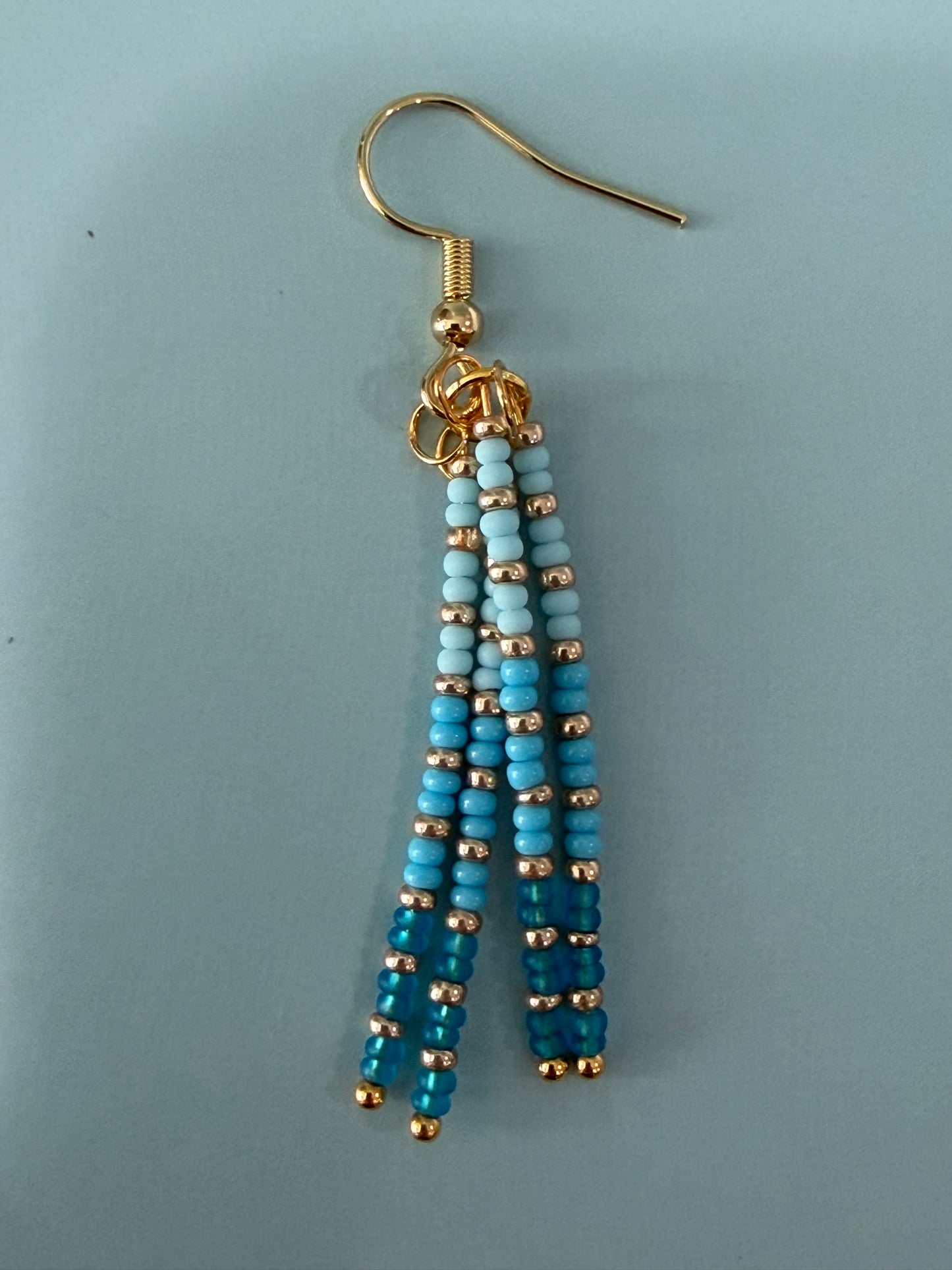 Blue Gradient Beaded Dangle Earrings