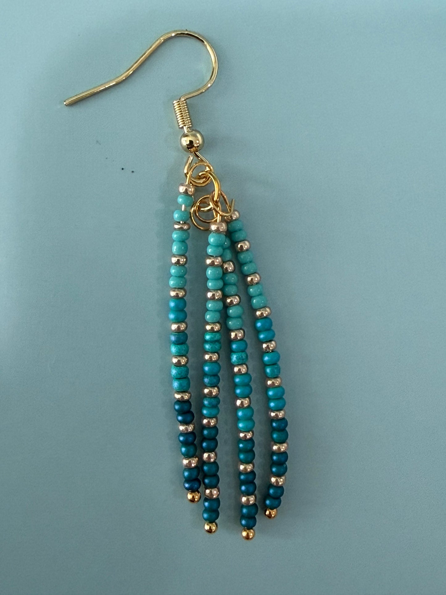 Turquoise Gradient Beaded Dangle Earrings