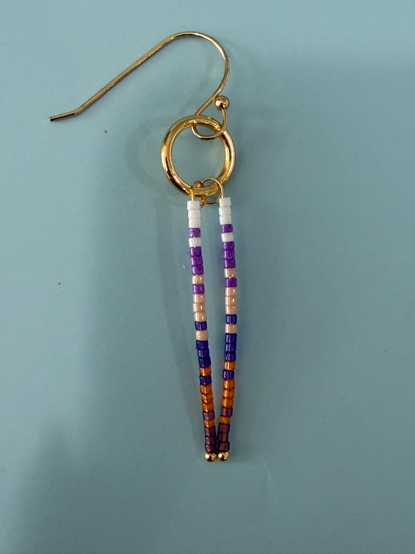 Purple Multi Beaded Dangle Earrings