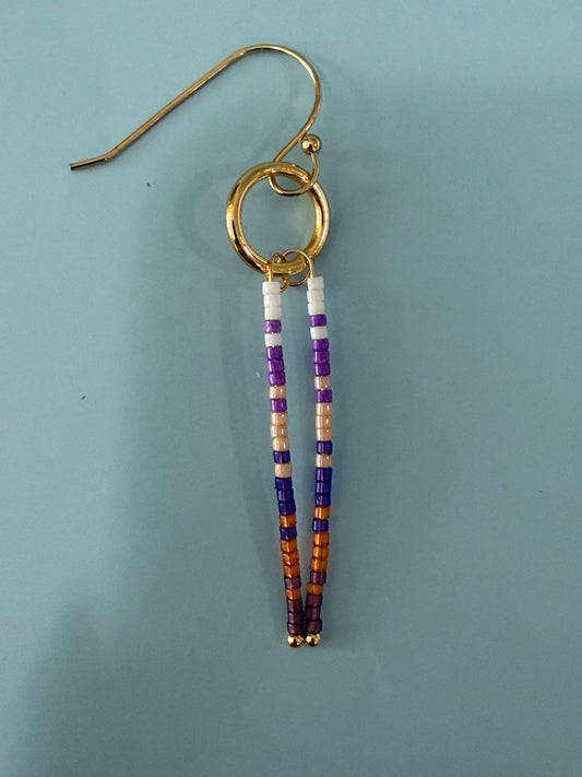 Purple Multi Beaded Dangle Earrings