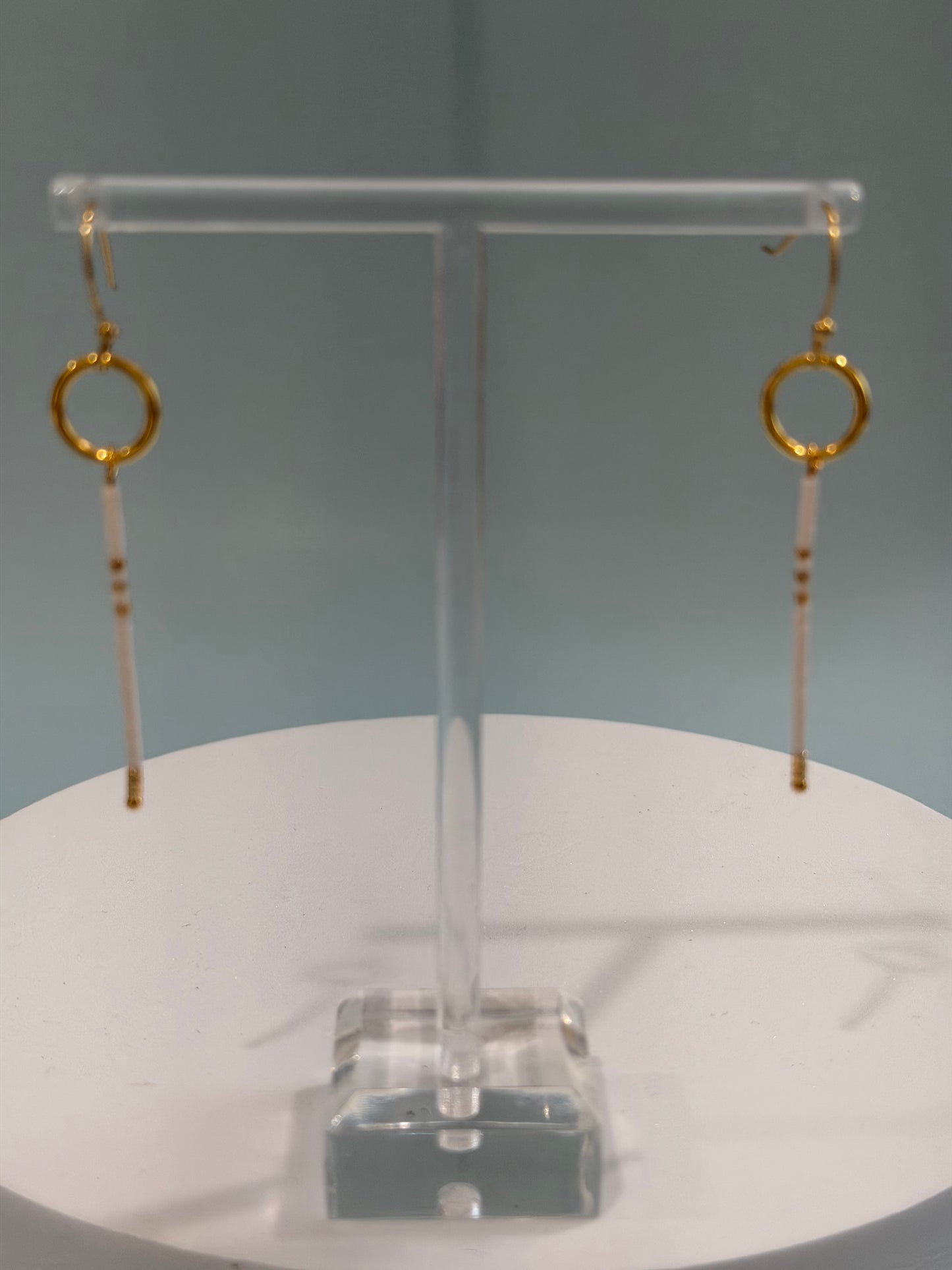 White and Gold Petite Beaded Statement Earrings