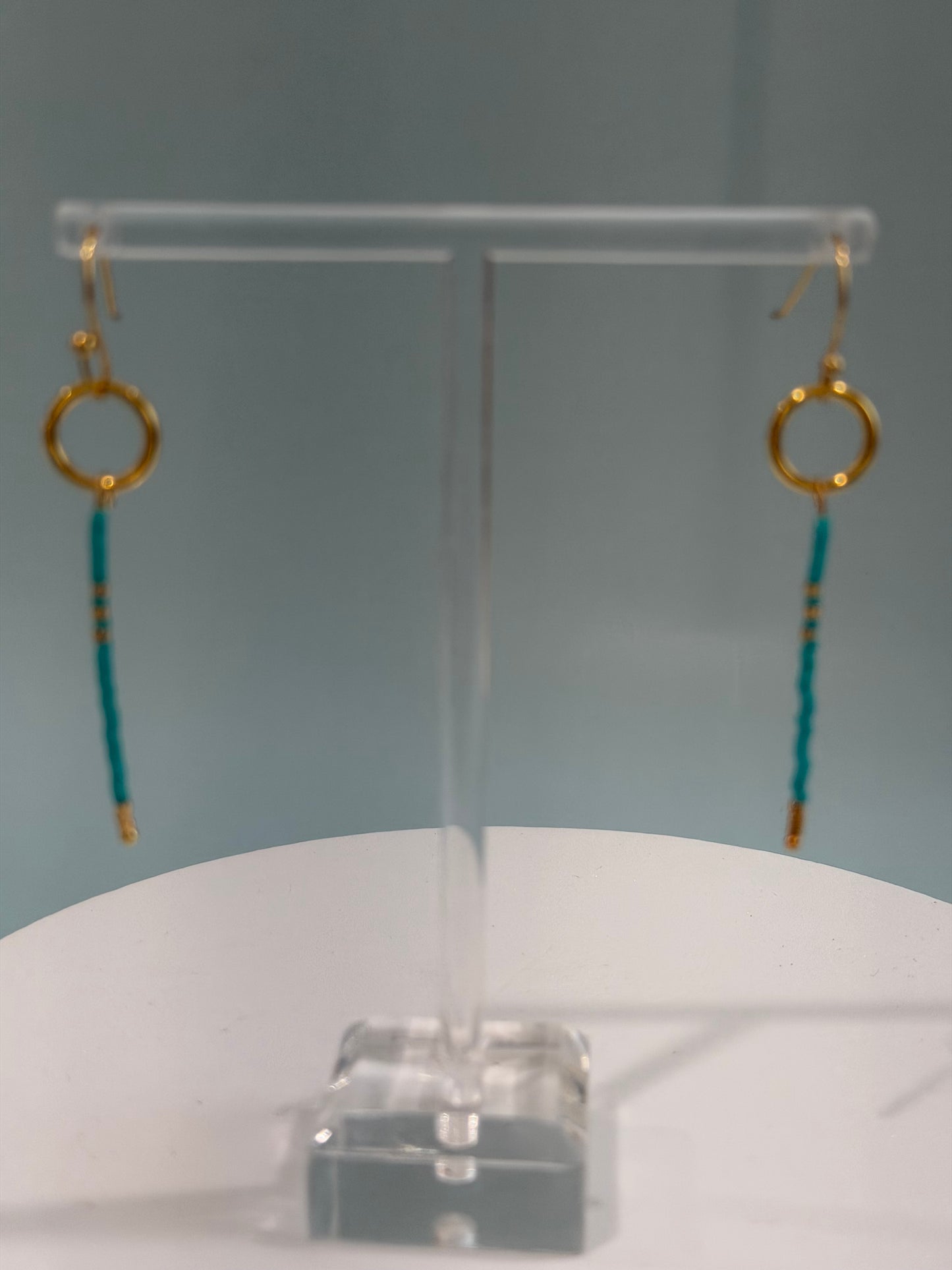 Turquoise and Gold Petite Beaded Statement Earrings