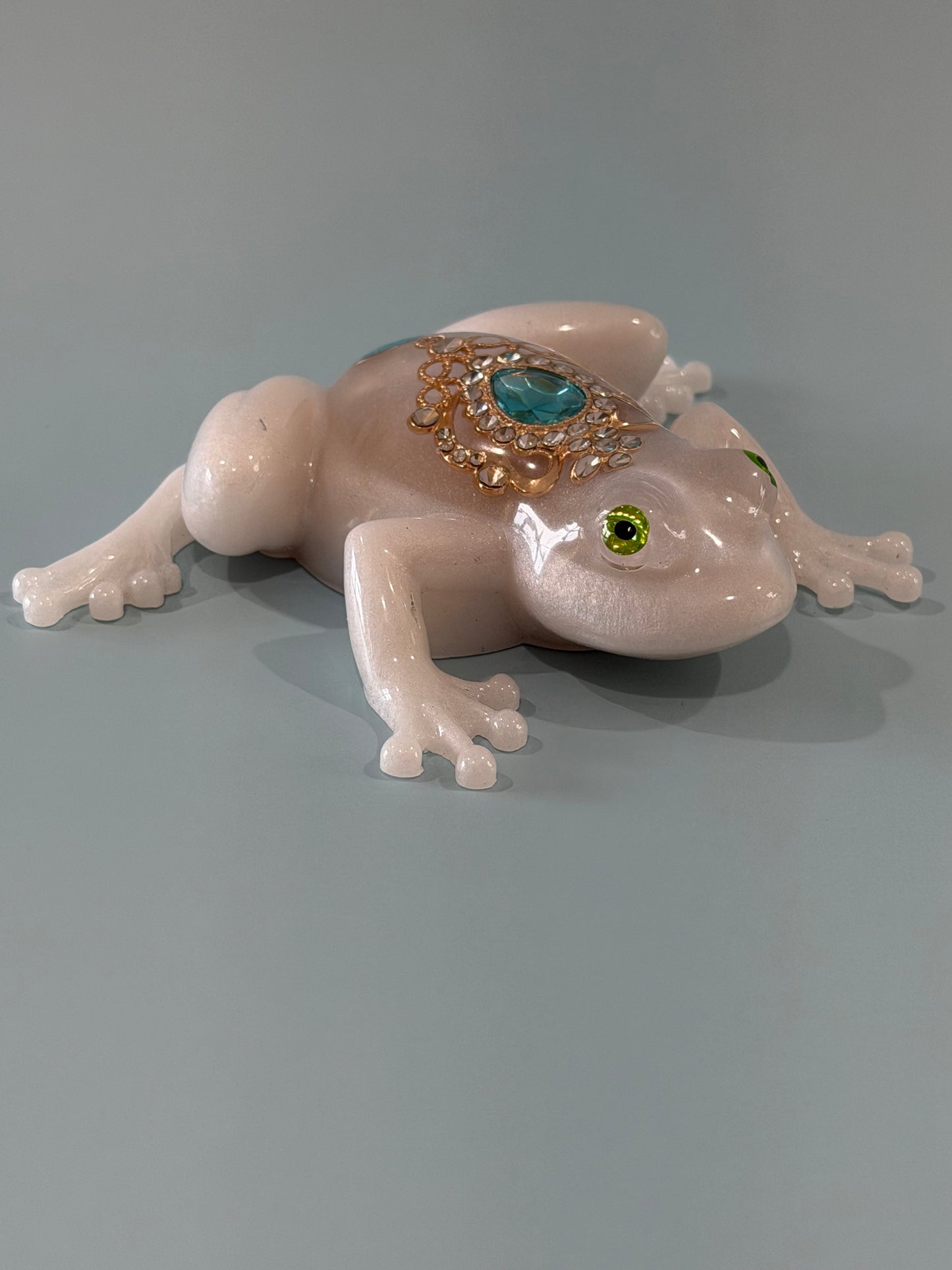 Acrylic Resin Art Frog | Decorative Paperweight | Frog Shelf Sitter