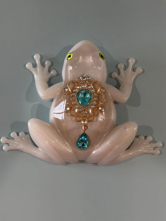 Acrylic Resin Art Frog | Decorative Paperweight | Frog Shelf Sitter