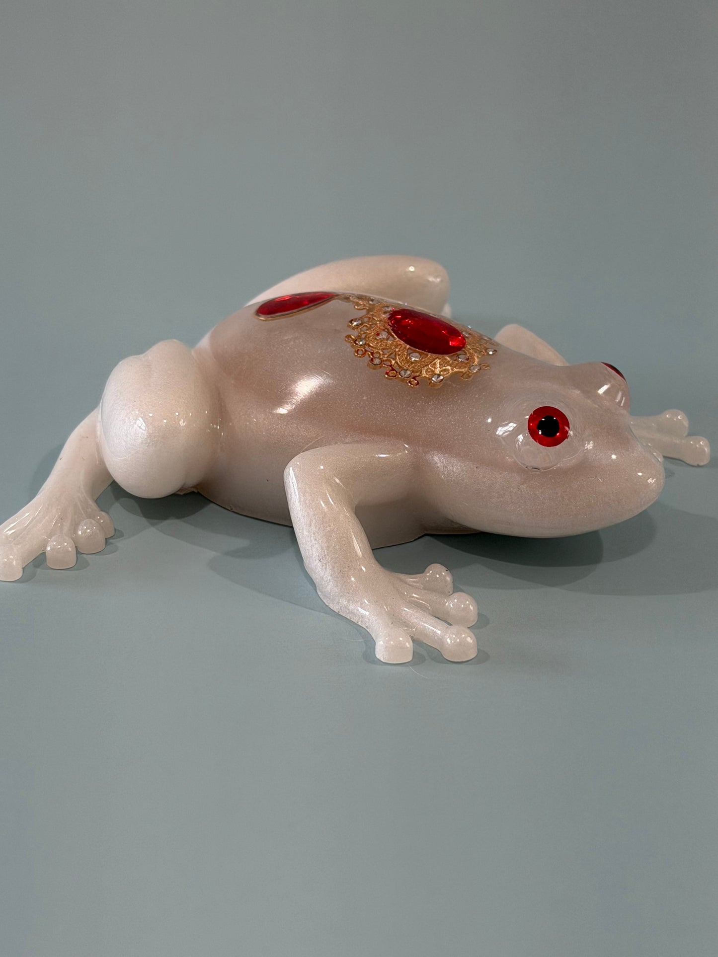 Acrylic Resin Art Frog | Decorative Paperweight | Frog Shelf Sitter
