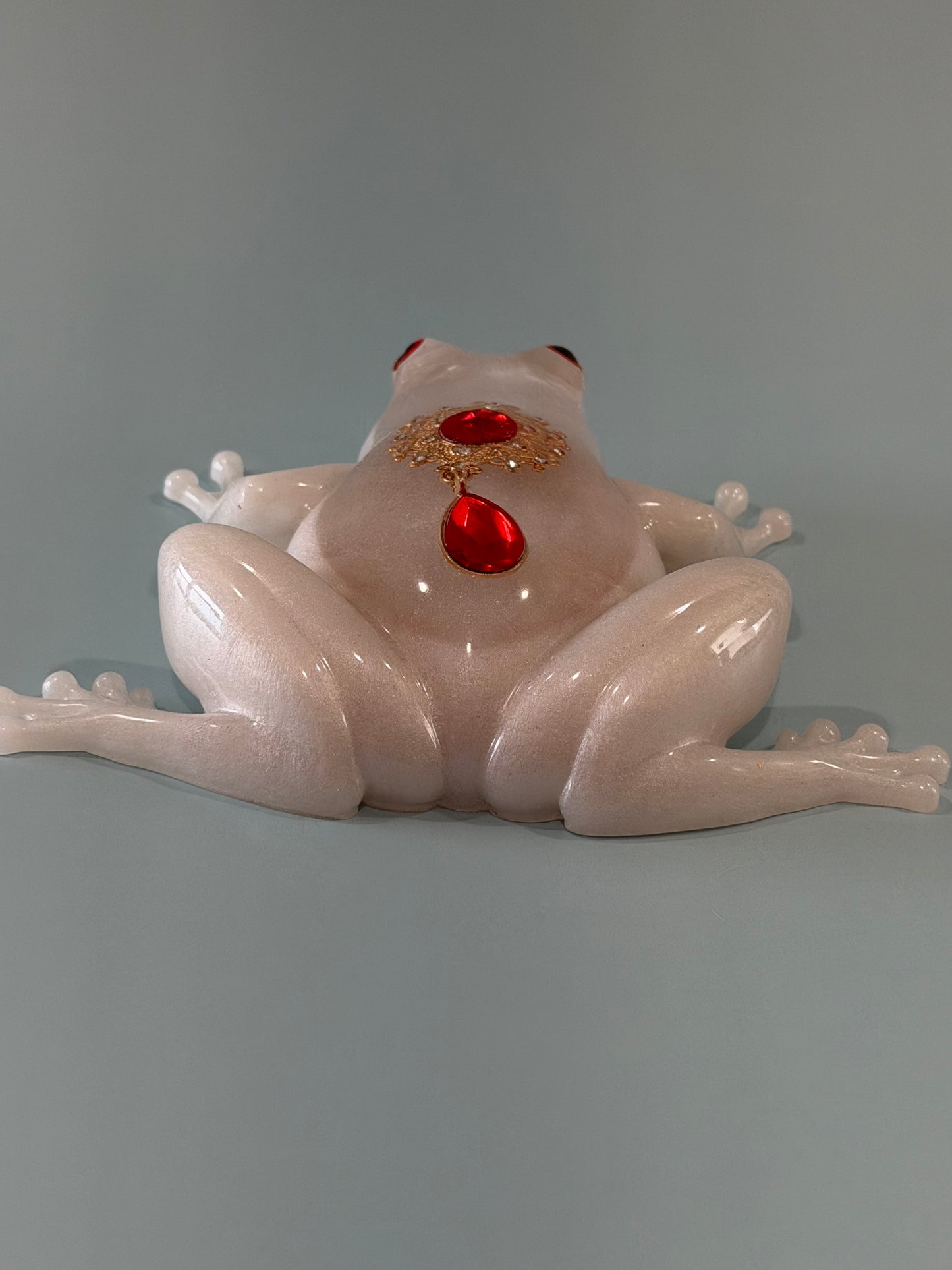 Acrylic Resin Art Frog | Decorative Paperweight | Frog Shelf Sitter