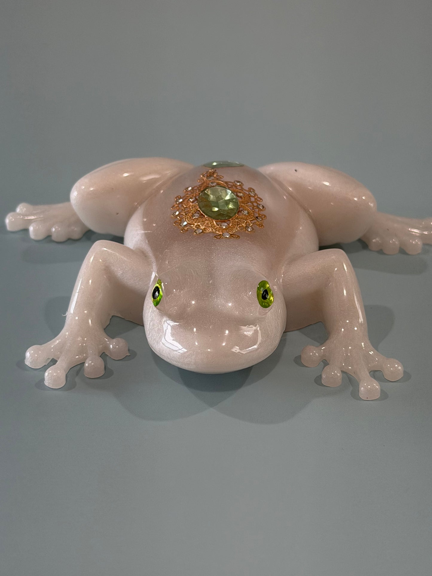 Acrylic Resin Art Frog | Decorative Paperweight | Frog Shelf Sitter