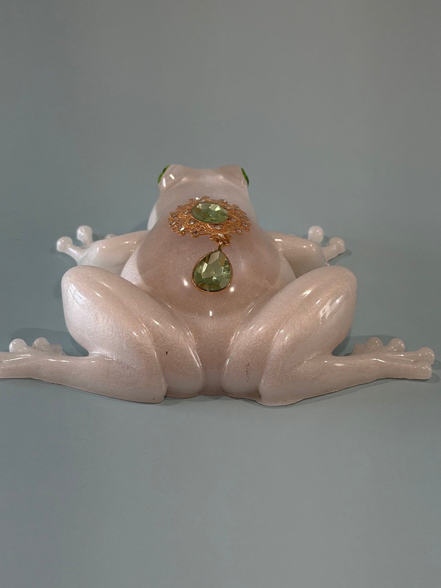 Acrylic Resin Art Frog | Decorative Paperweight | Frog Shelf Sitter