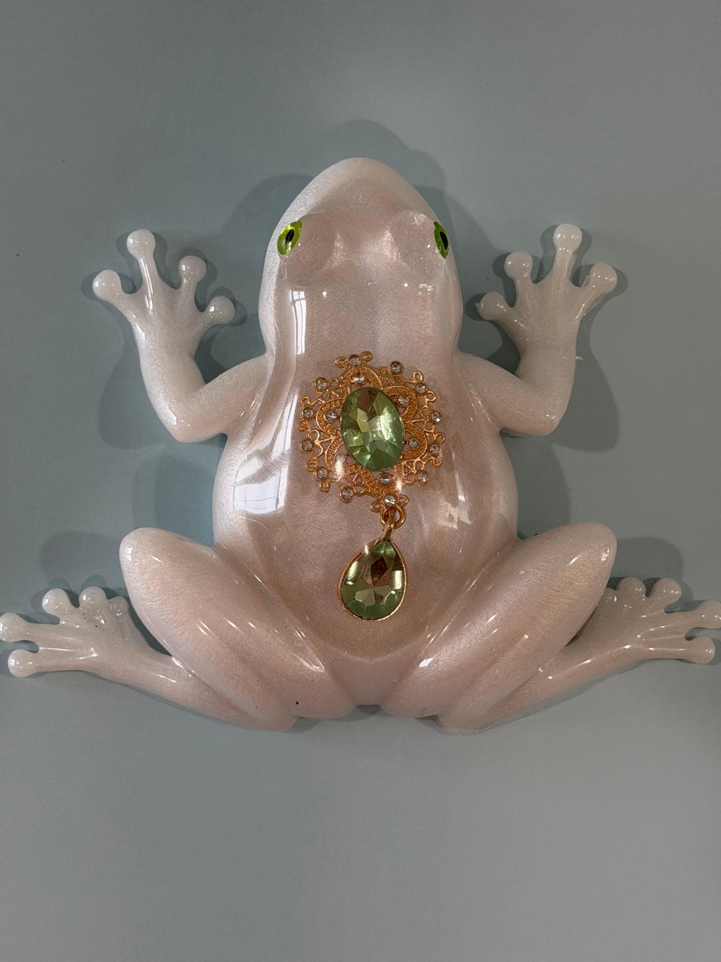 Acrylic Resin Art Frog | Decorative Paperweight | Frog Shelf Sitter