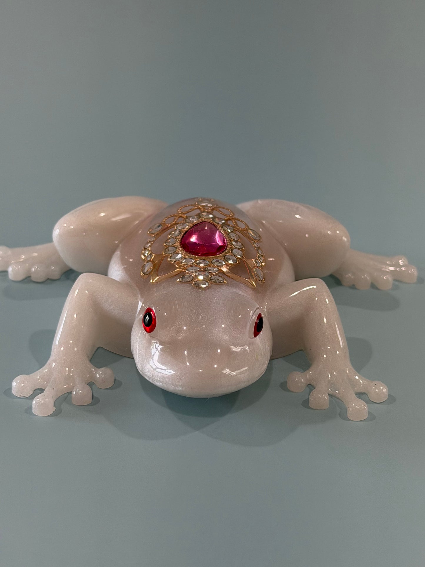 Acrylic Resin Art Frog | Decorative Paperweight | Frog Shelf Sitter