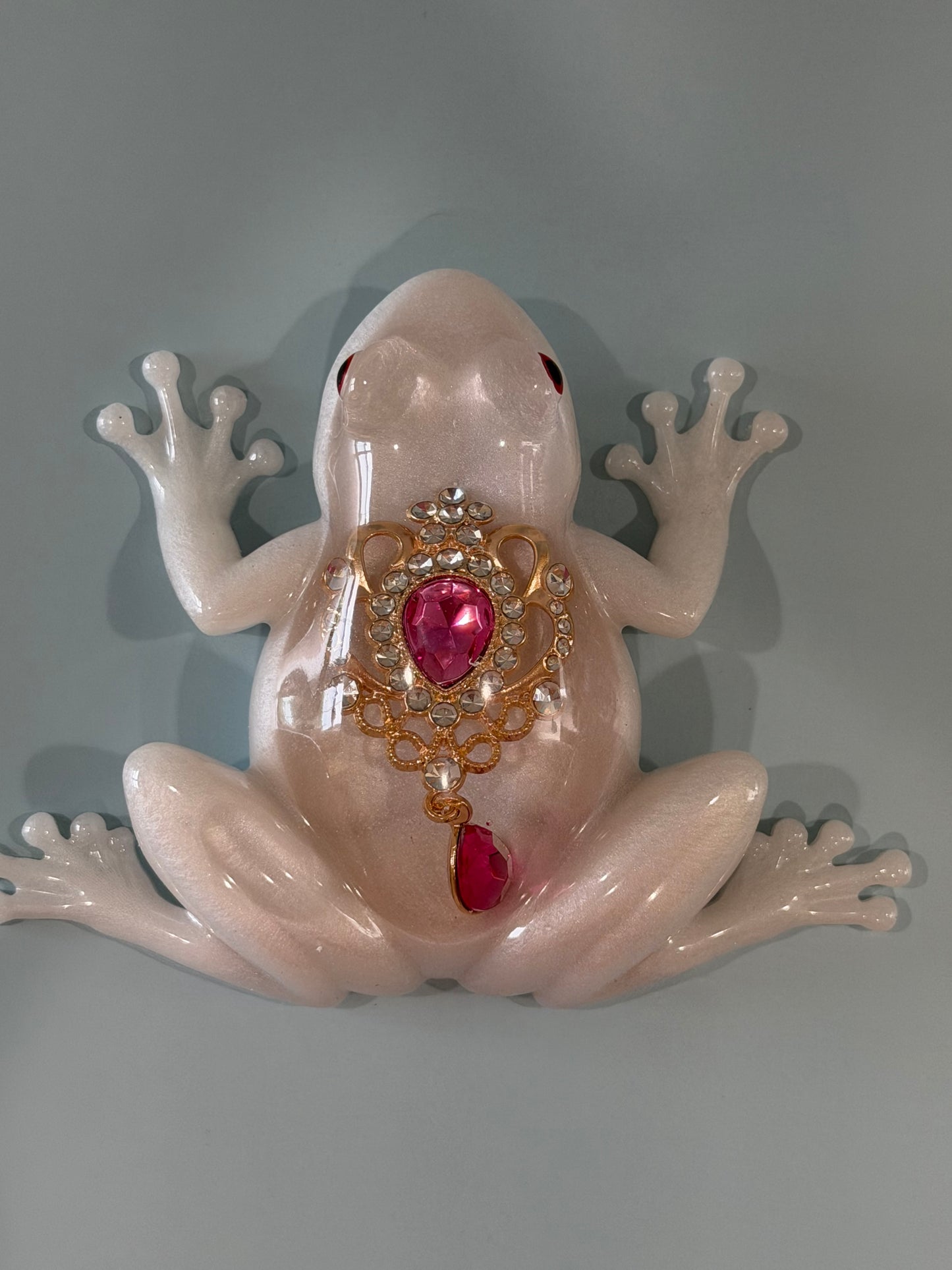 Acrylic Resin Art Frog | Decorative Paperweight | Frog Shelf Sitter