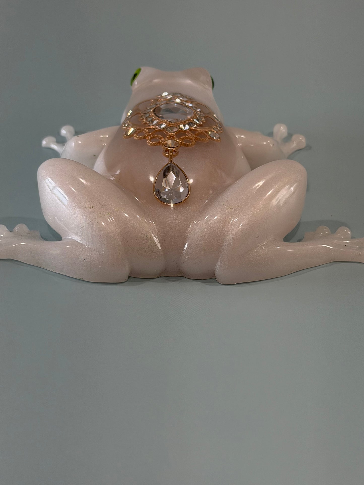 Acrylic Resin Art Frog | Decorative Paperweight | Frog Shelf Sitter