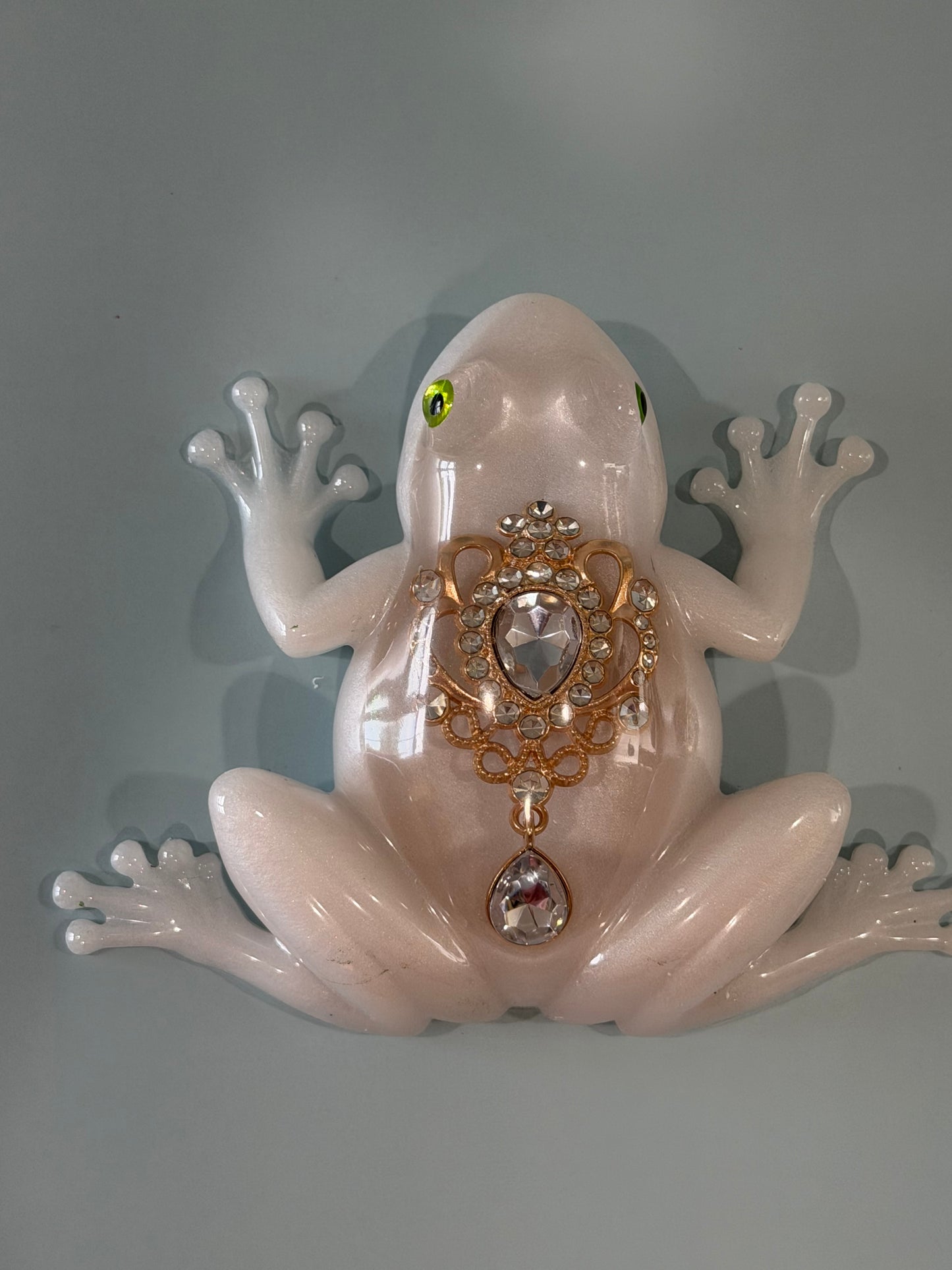 Acrylic Resin Art Frog | Decorative Paperweight | Frog Shelf Sitter