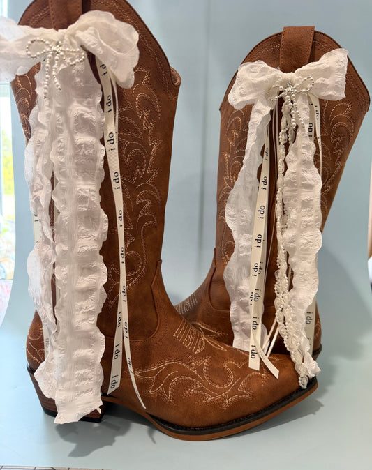 Boot Bows, Country Wedding Boot Ribbons, Bridal Wear Accessory, Bride Bows