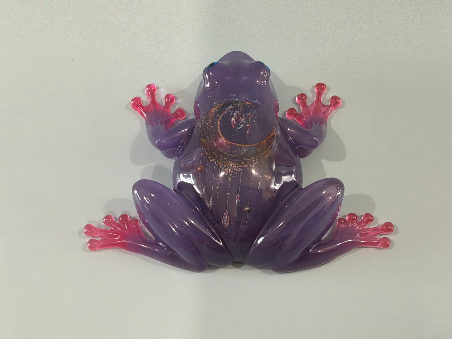 Acrylic Resin Art Frog | Decorative Paperweight | Frog Shelf Sitter