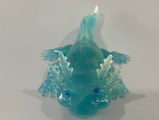 Acrylic Resin Axolotl Figurine | Cute Paperweight | Shelfsitter