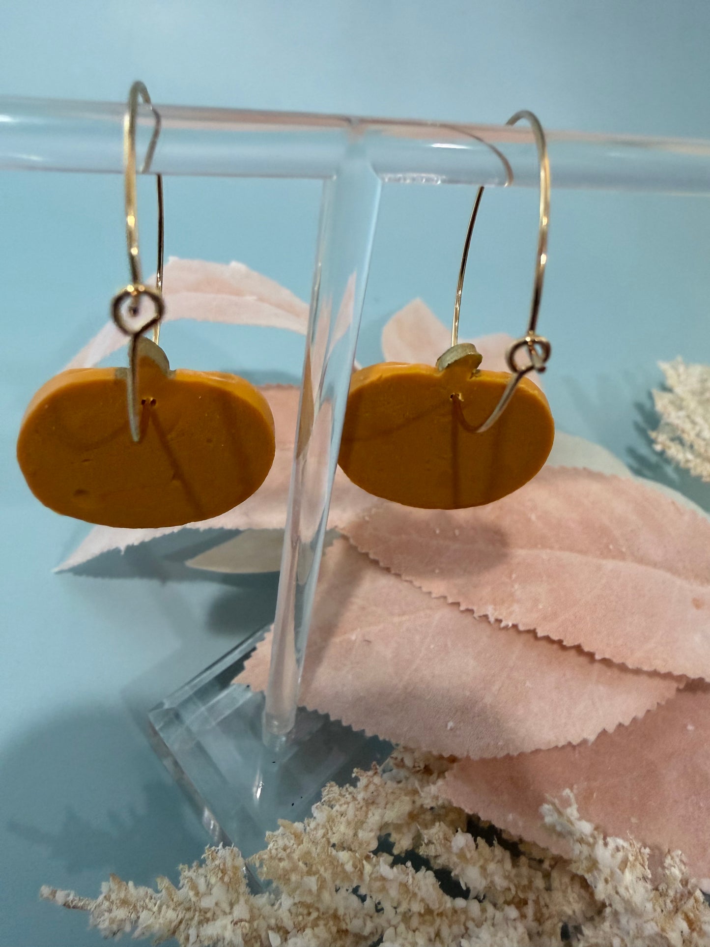 Pumpkin Hoop Earrings, Fall Dangles, Autumn Vibe Hoops