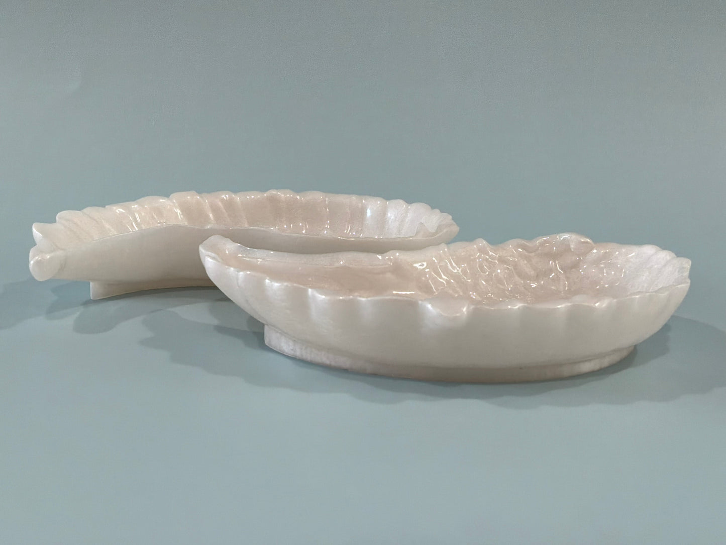 Set of 2 White Acrylic Resin Angel Wing Trinket Dishes