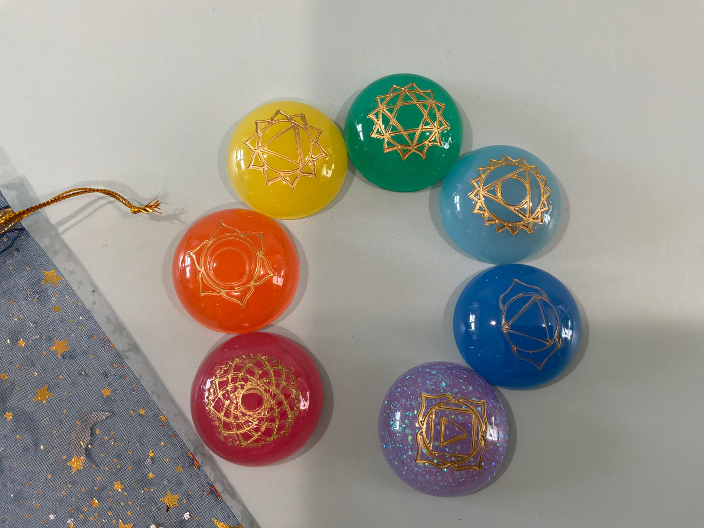 Colorful Acrylic Resin Chakra Stones