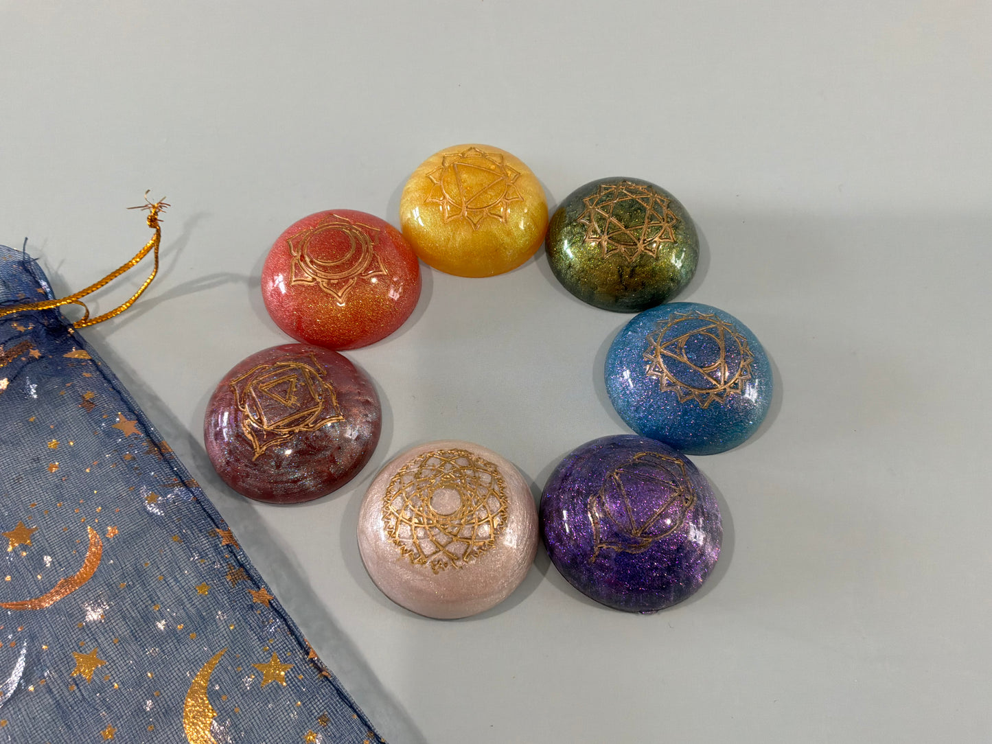 Colorful Acrylic Resin Chakra Stones
