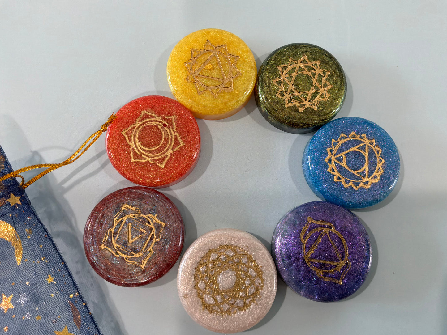 Colorful Acrylic Resin Chakra Stones