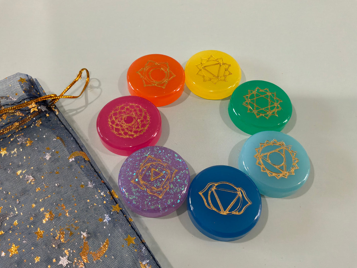 Colorful Acrylic Resin Chakra Stones