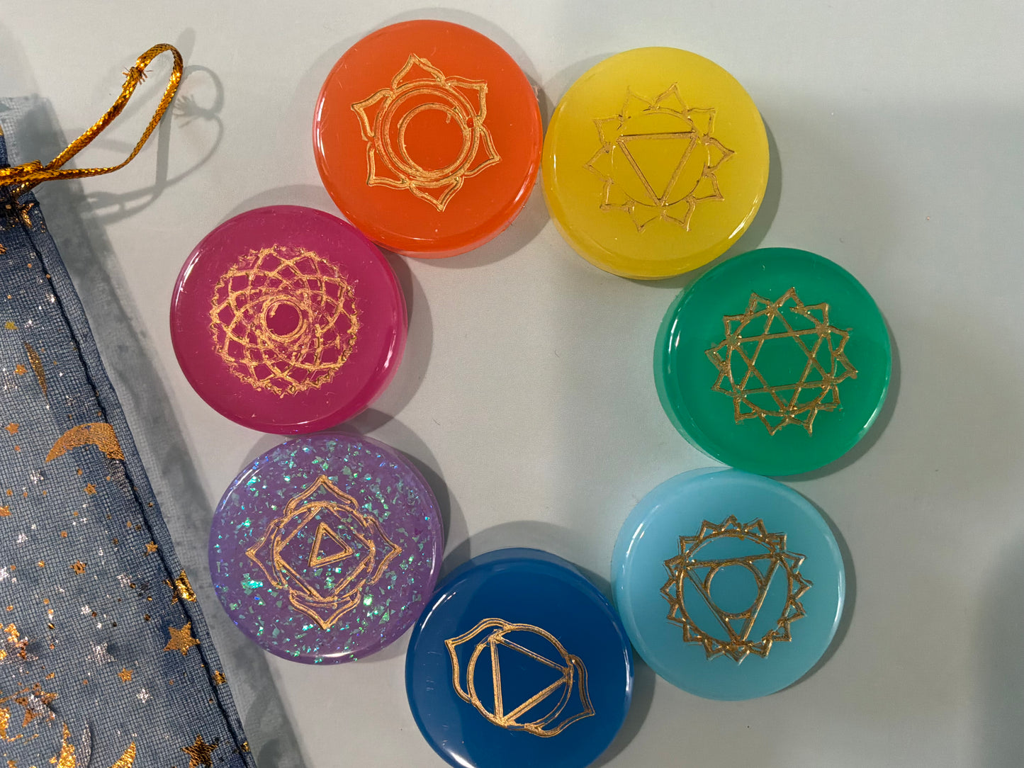 Colorful Acrylic Resin Chakra Stones