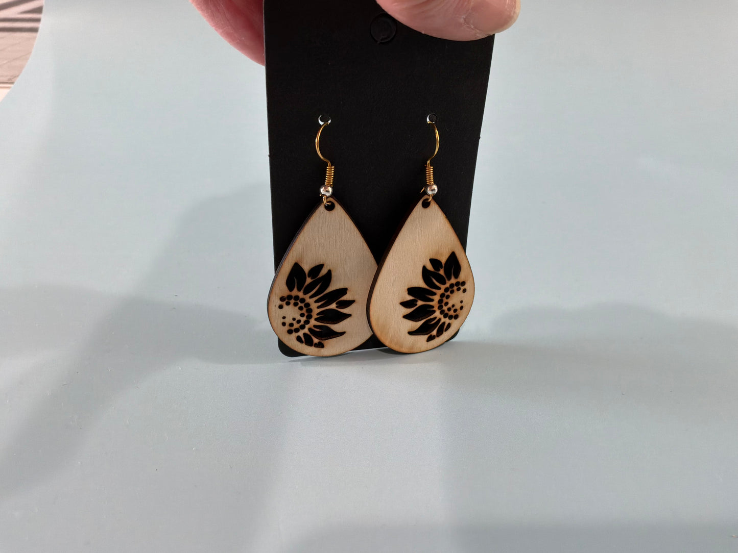 Wood Floral Cutout Earrings
