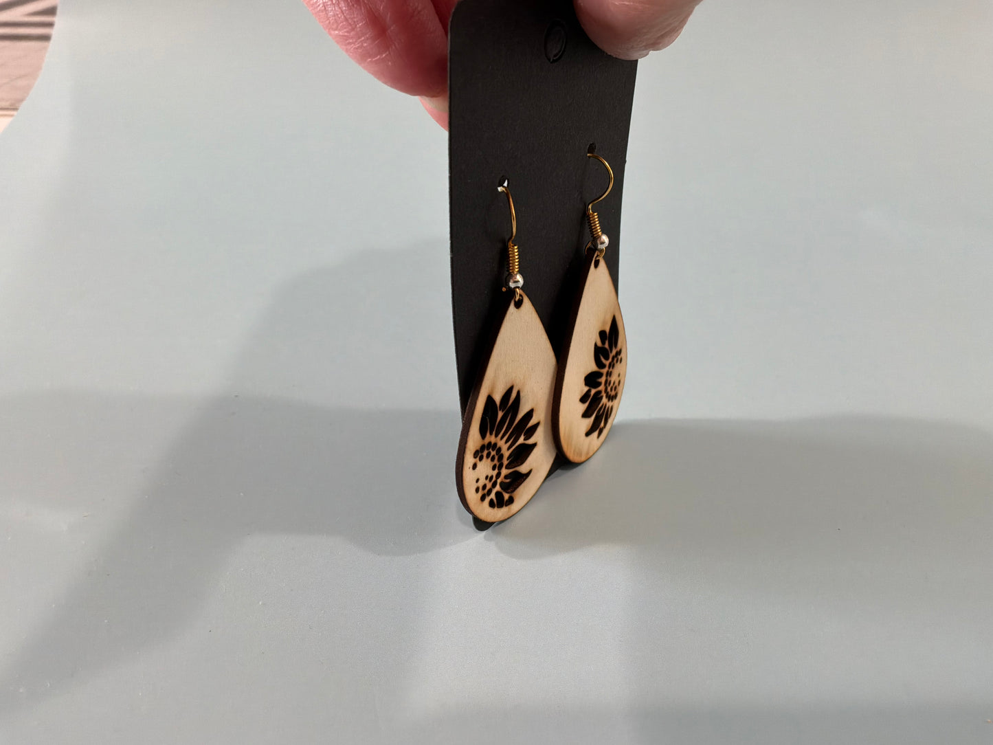 Wood Floral Cutout Earrings