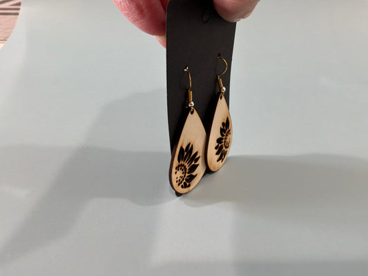 Wood Floral Cutout Earrings
