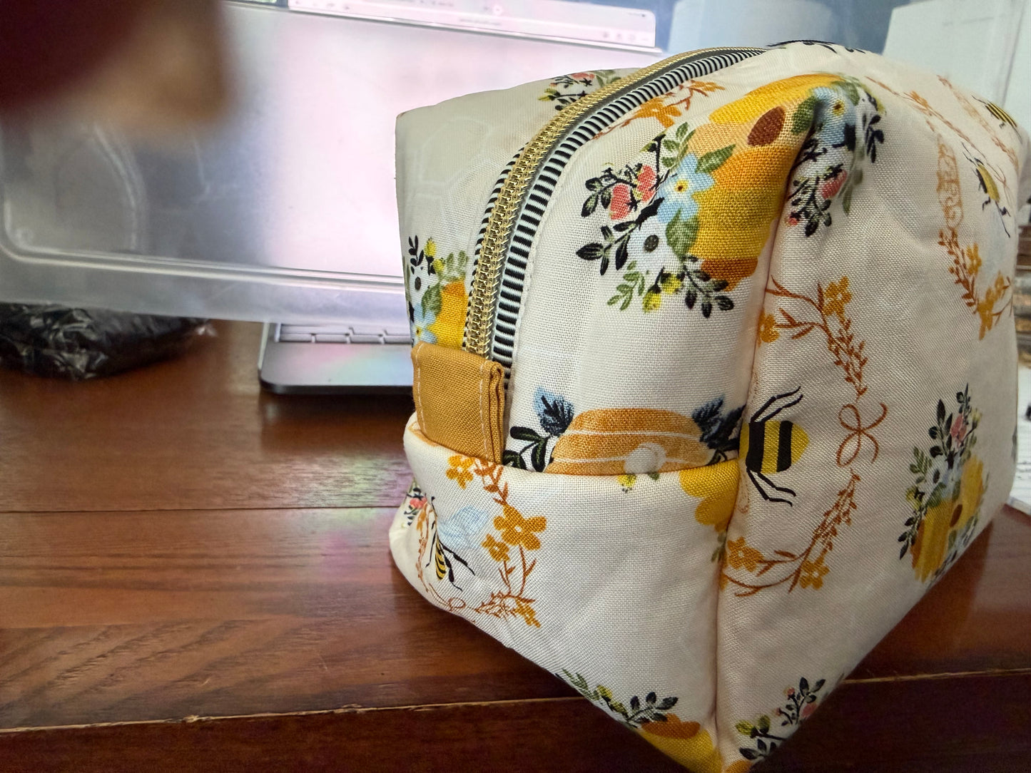 Large Bee and Honey Cosmetic Bag