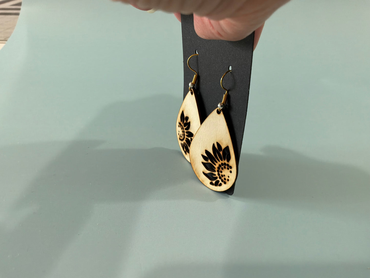 Wood Floral Cutout Earrings