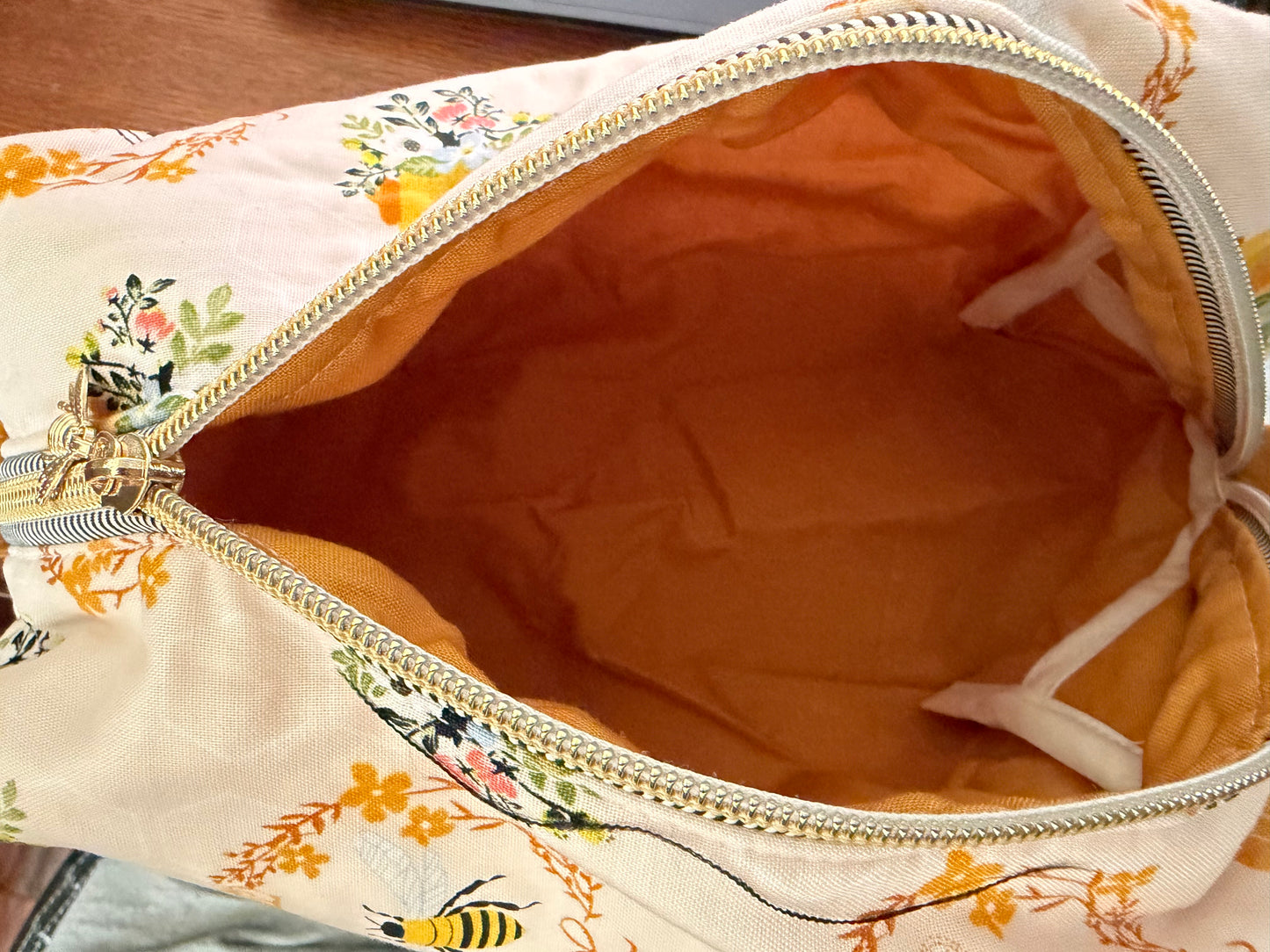 Large Bee and Honey Cosmetic Bag