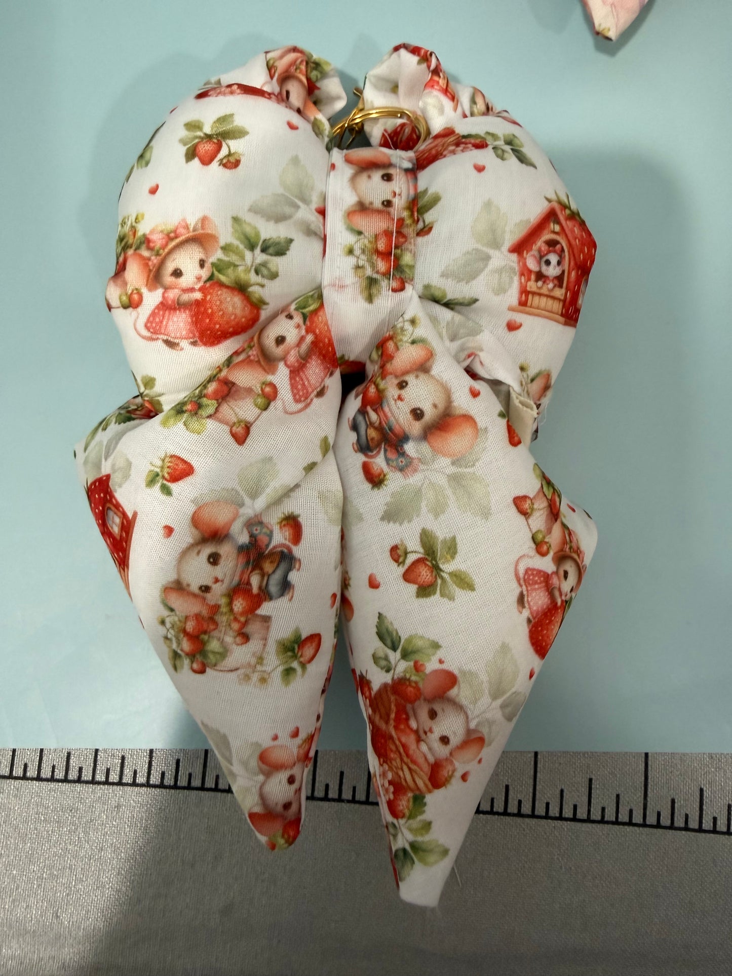 Puffy Bow Purse Charm, Blue Floral Print