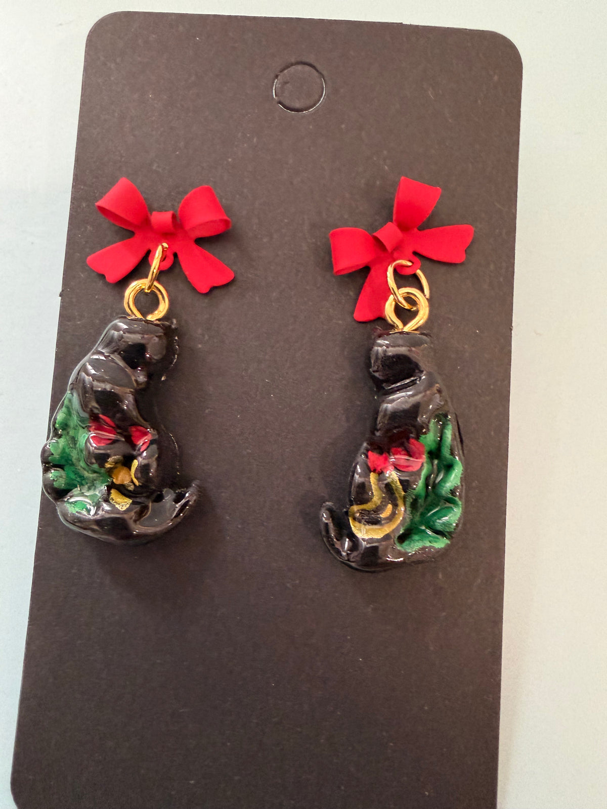 Black Cat Dangle Earrings