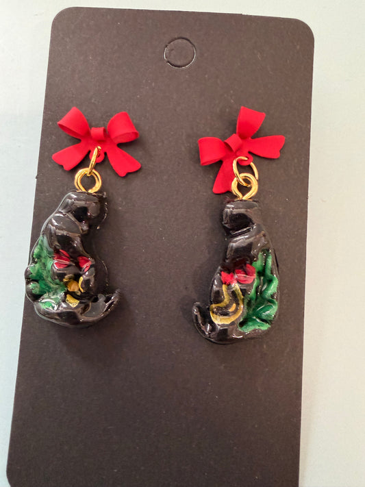 Black Cat Dangle Earrings