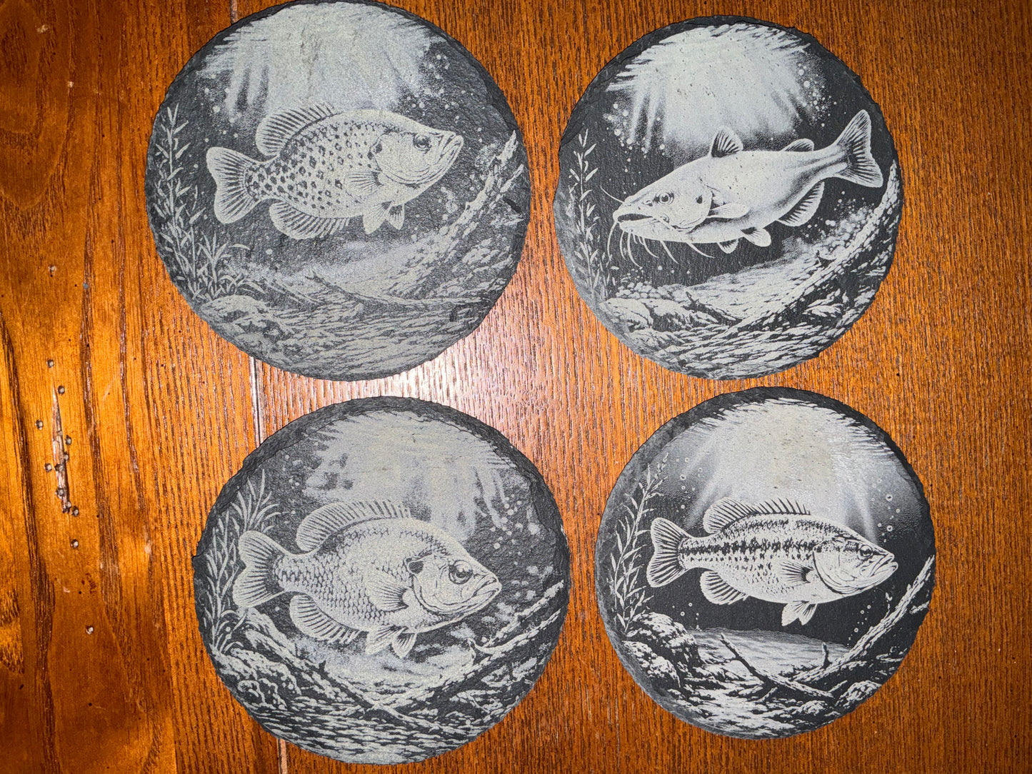 Slate Coasters, Square, Freshwater Fish