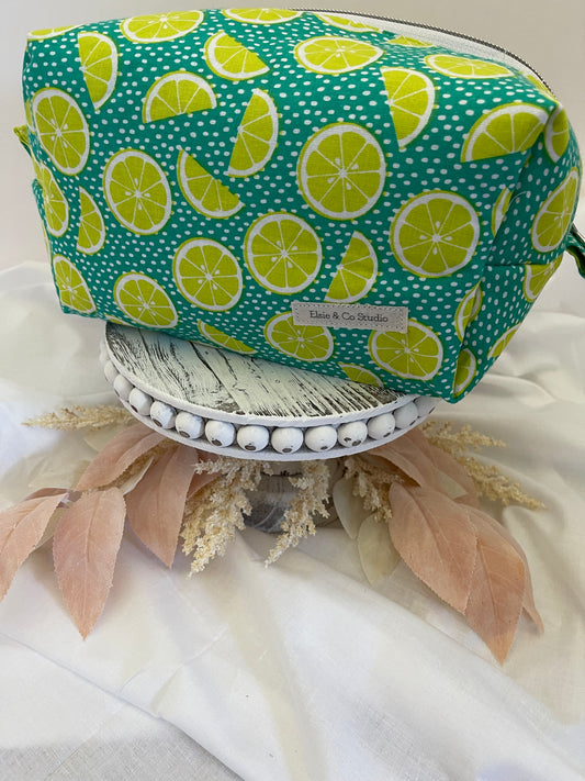 Large Lime Slice Print Cosmetic Bag