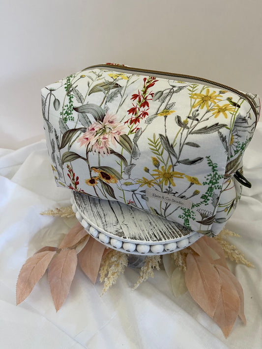 Large Wildflower Print Cosmetic Bag