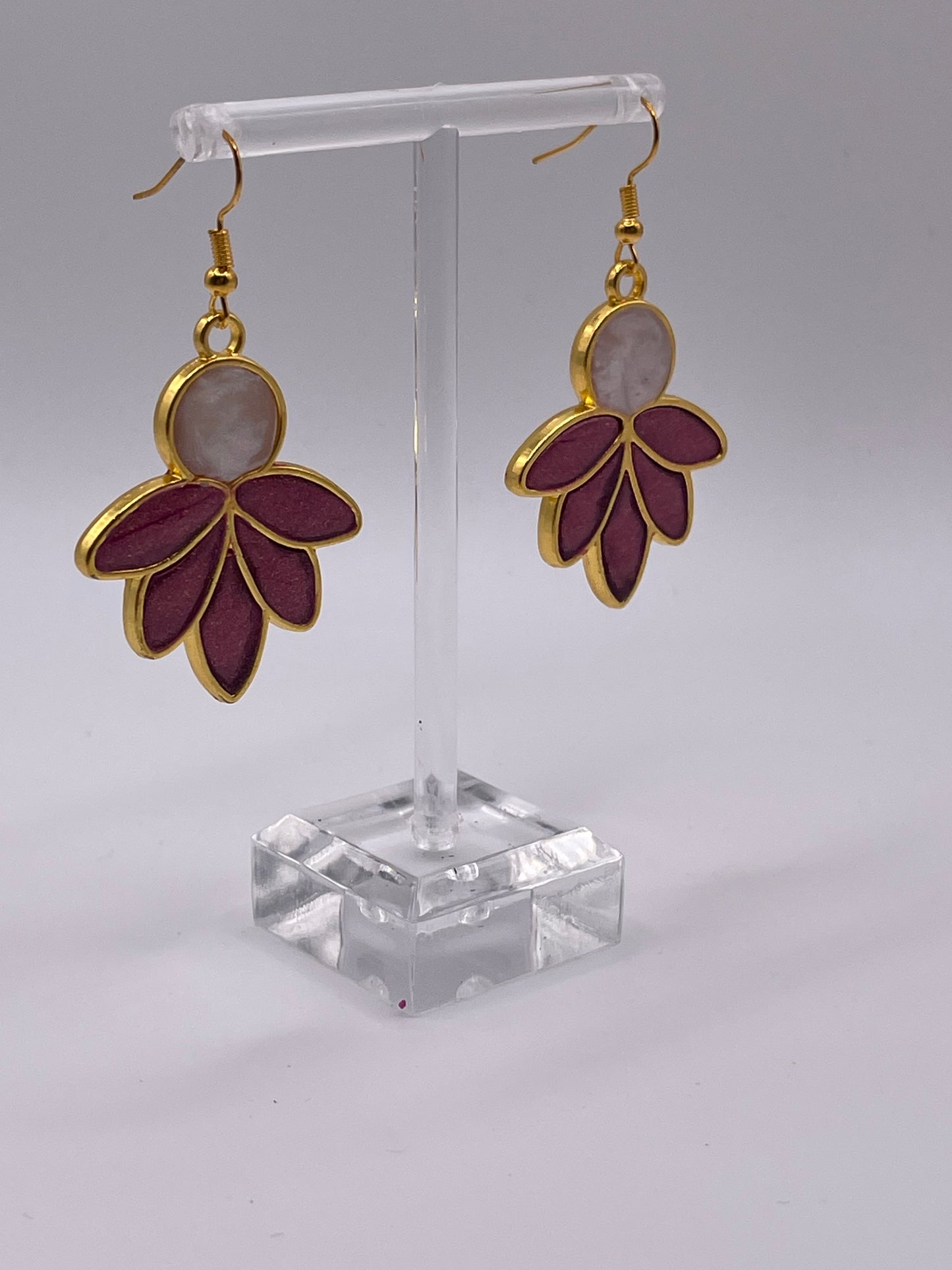 Polymer Clay Lotus Inlay Earrings
