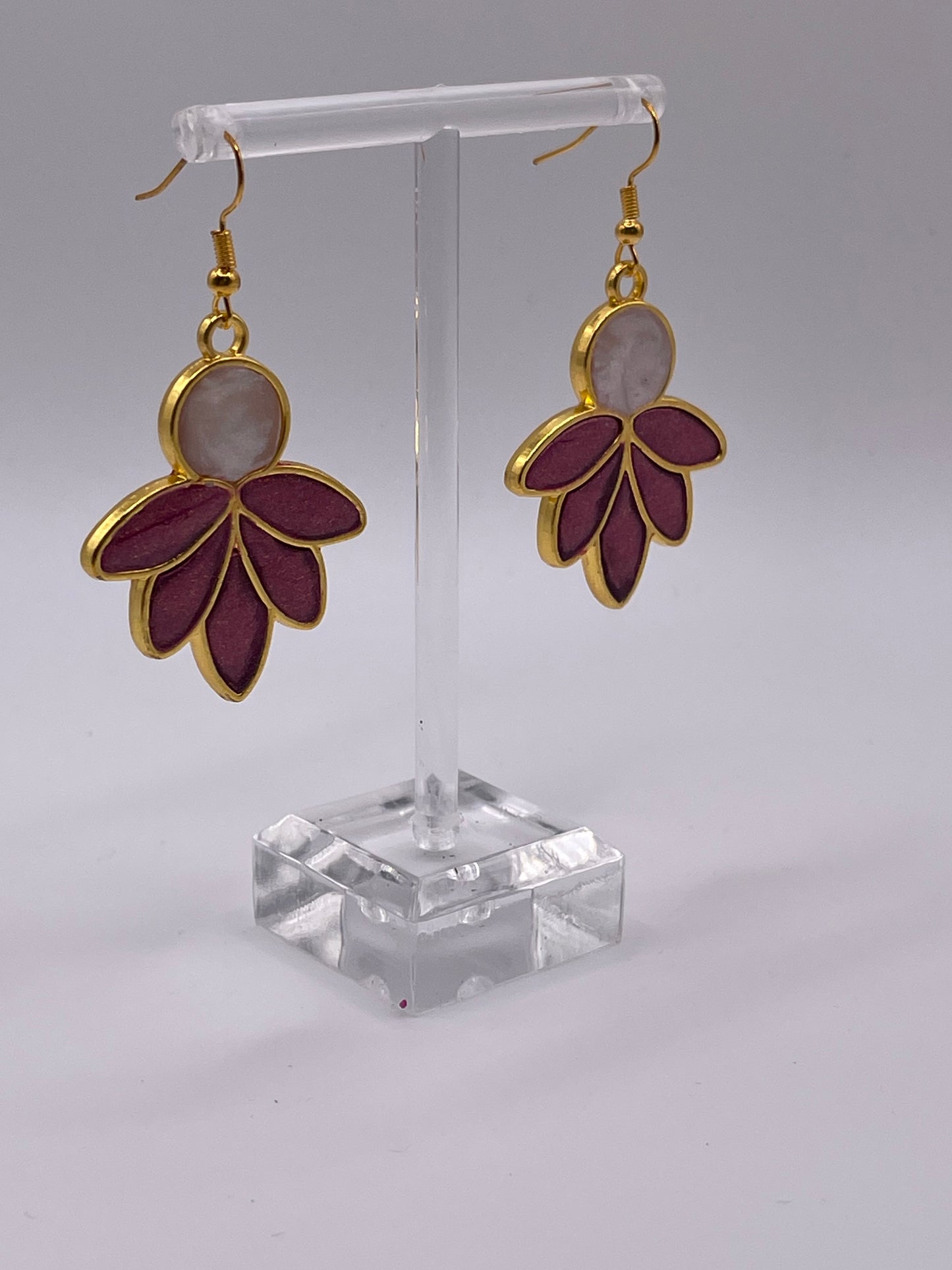 Polymer Clay Lotus Inlay Earrings
