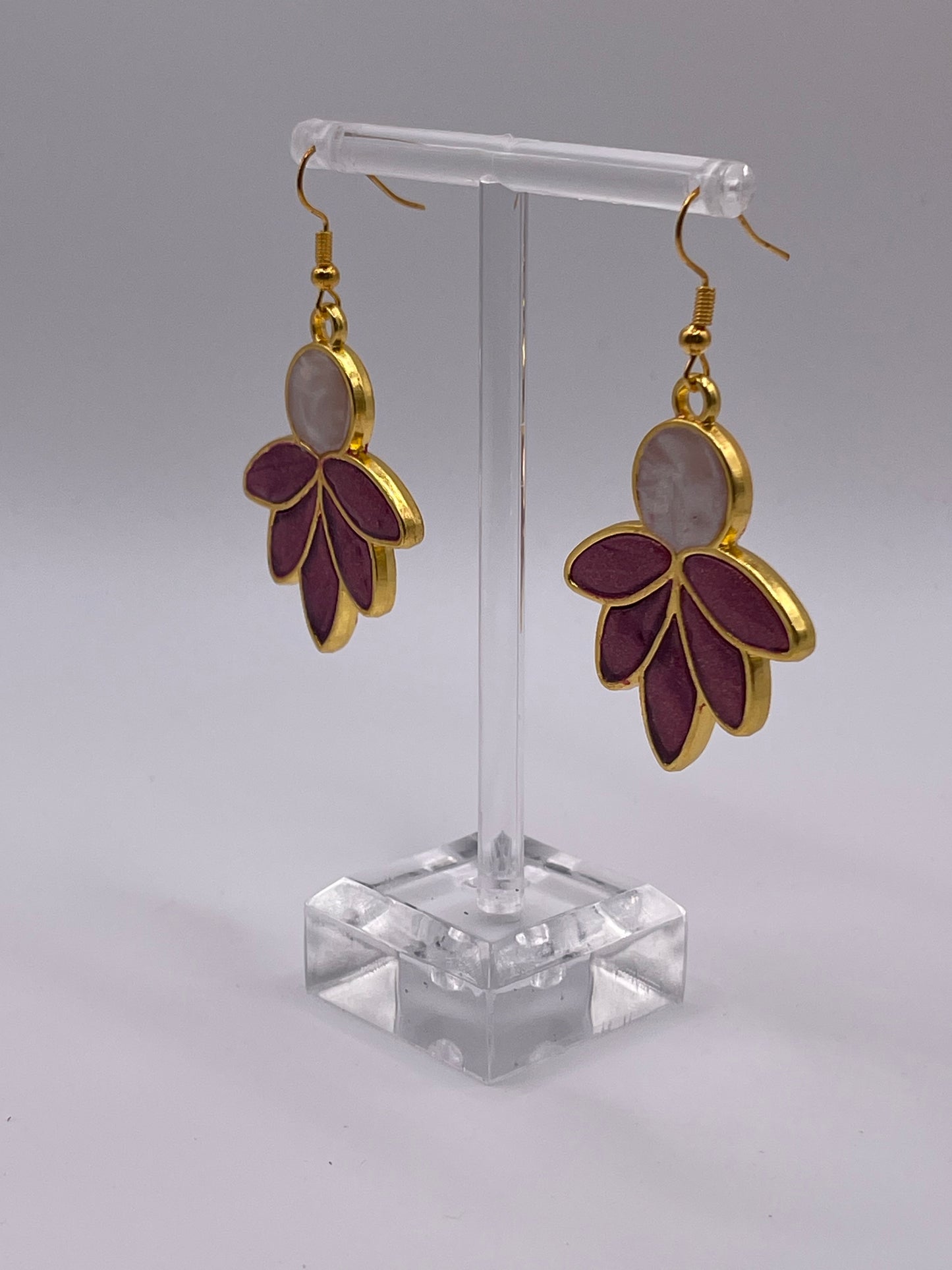 Polymer Clay Lotus Inlay Earrings