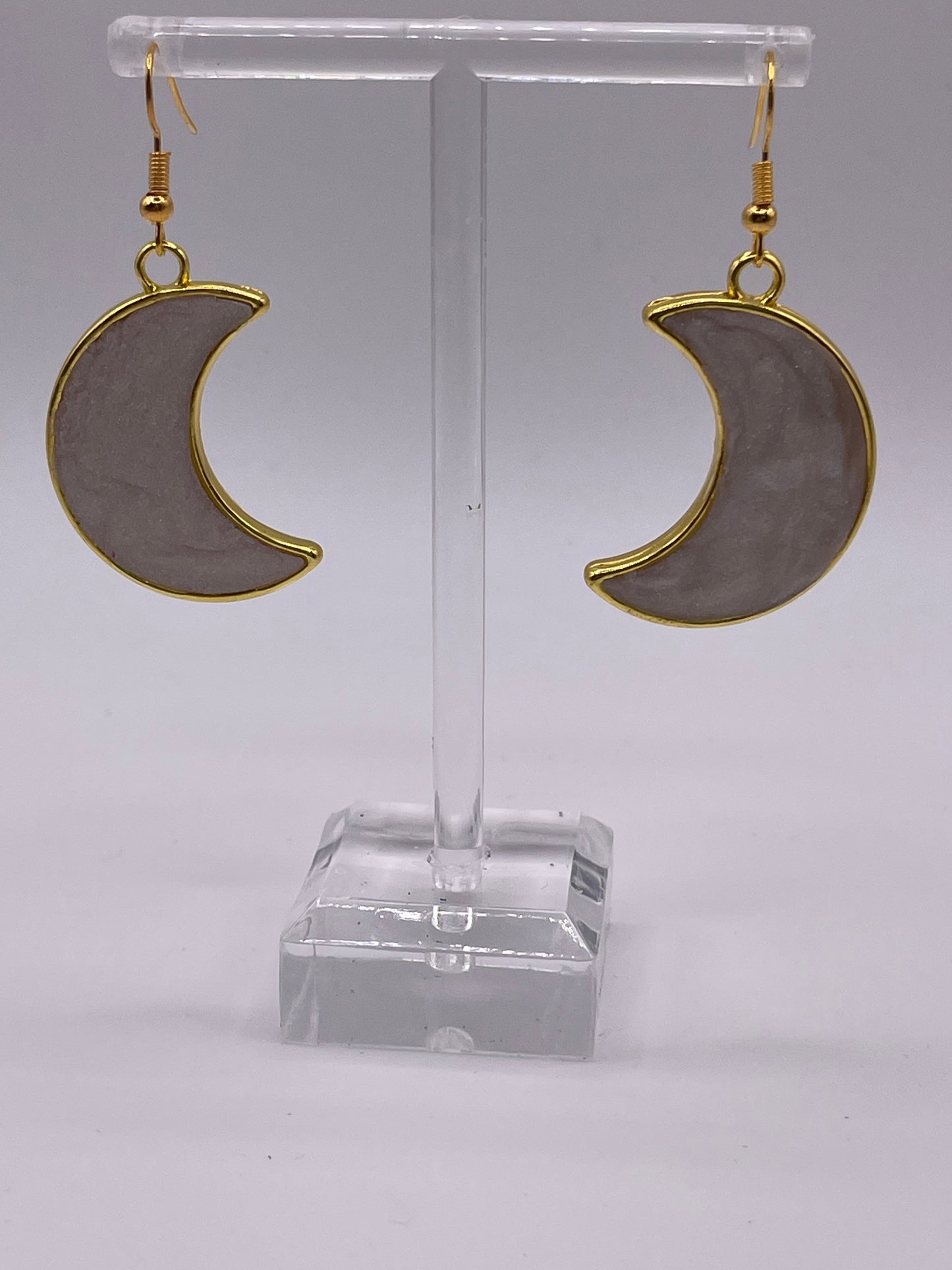 Polymer Clay Inlay Moon Earrings