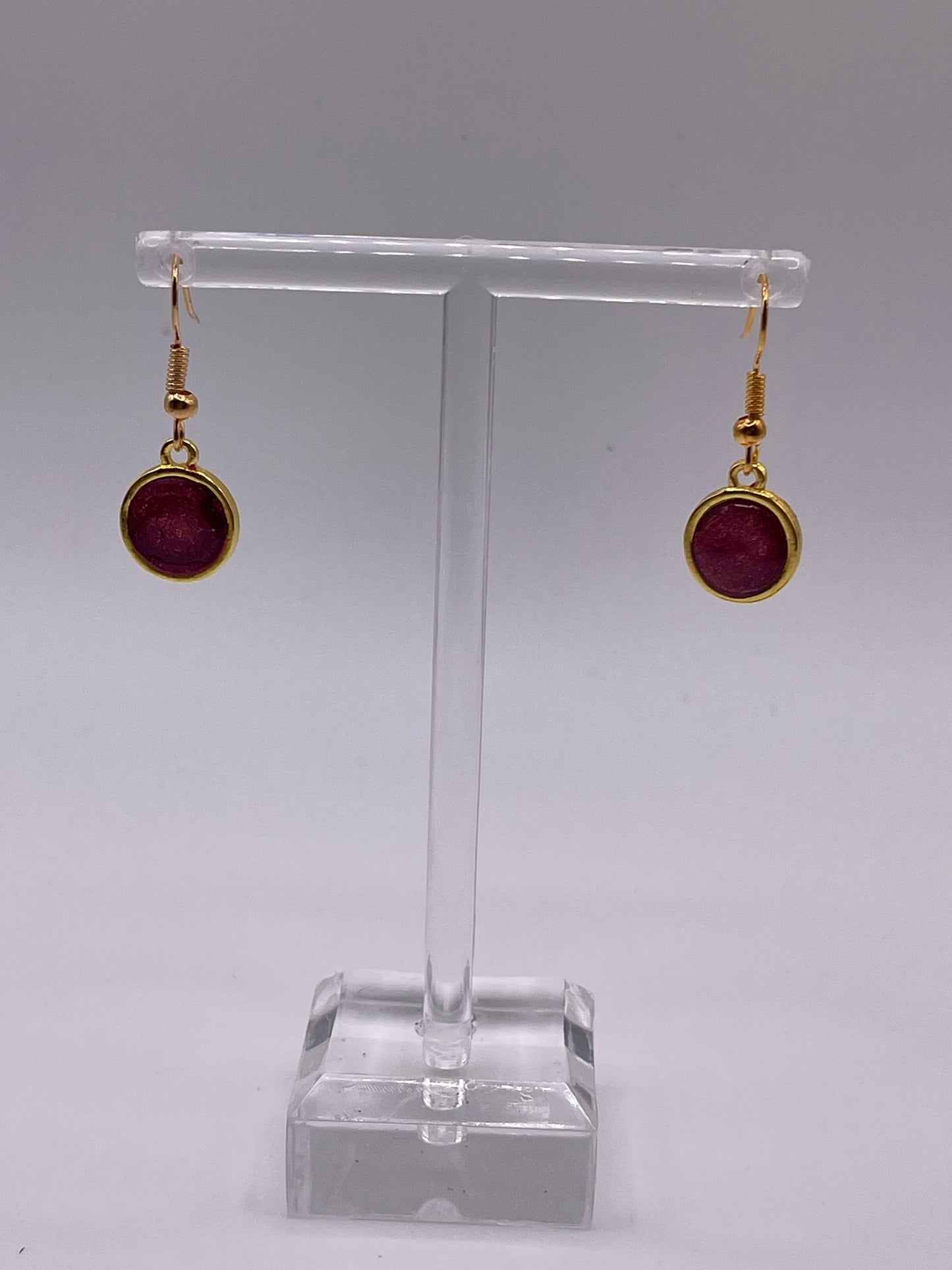 Petite Round Dangle Inlay Earrings