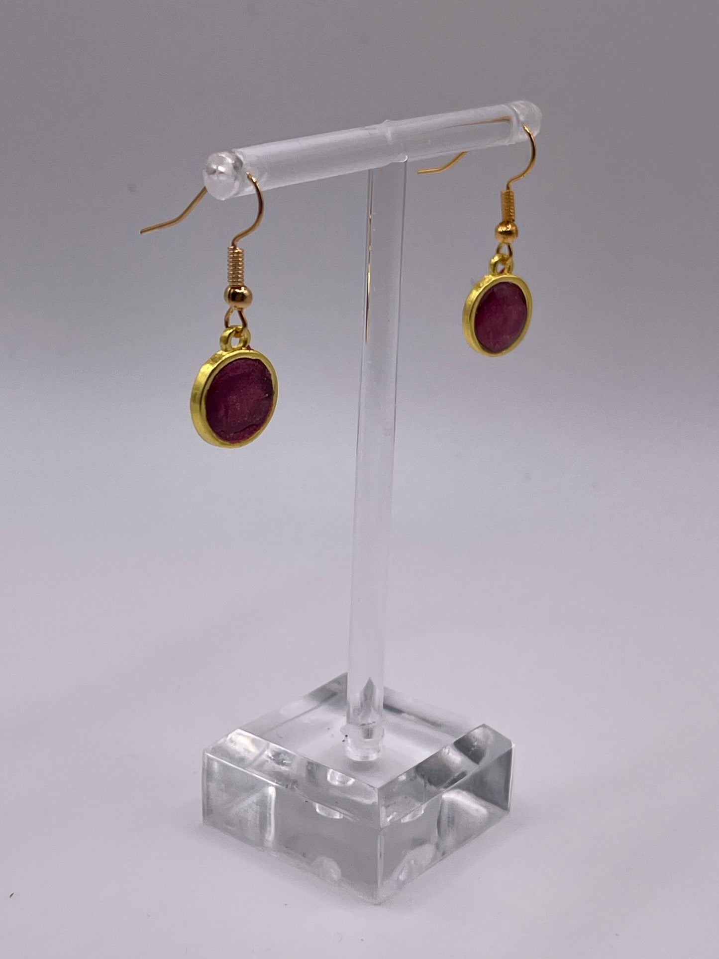 Petite Round Dangle Inlay Earrings